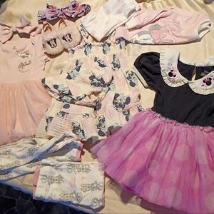 Minnie Mouse Pink & Black Tutu Dress with Matching Pink Floral Romper